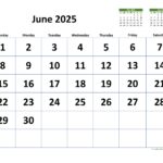 June 2025 Calendar With Extra Large Dates | Wikidates | June 2025 Calendar Wiki