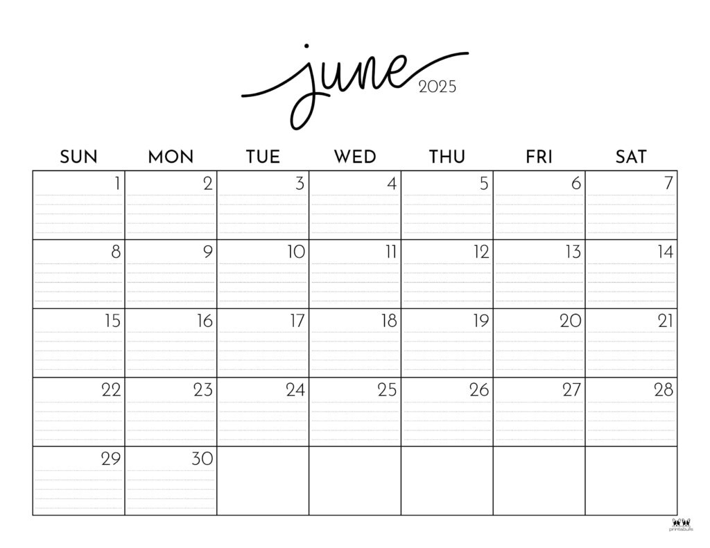 June 2025 Calendars - 107 Free Printables | Printabulls | Calendar 2025