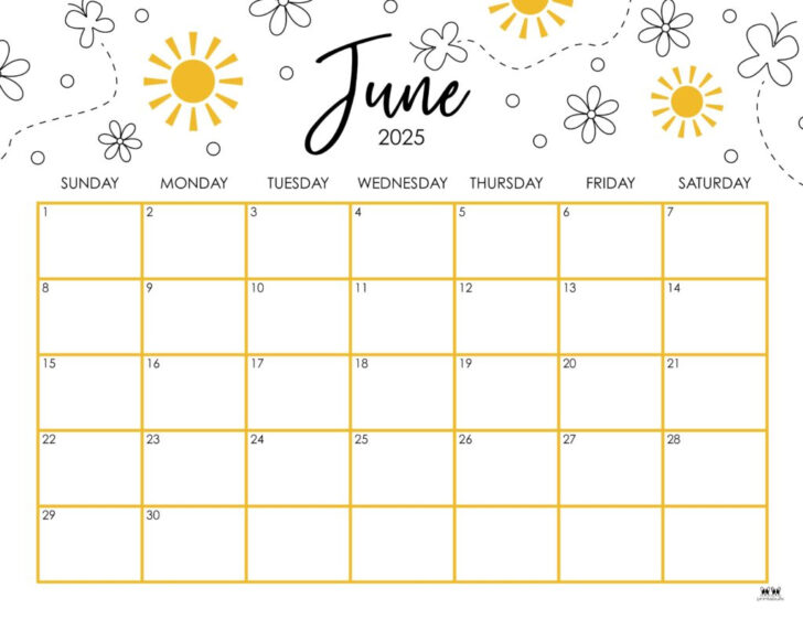 June 2025 Calendar with Lines | Calendar 2025