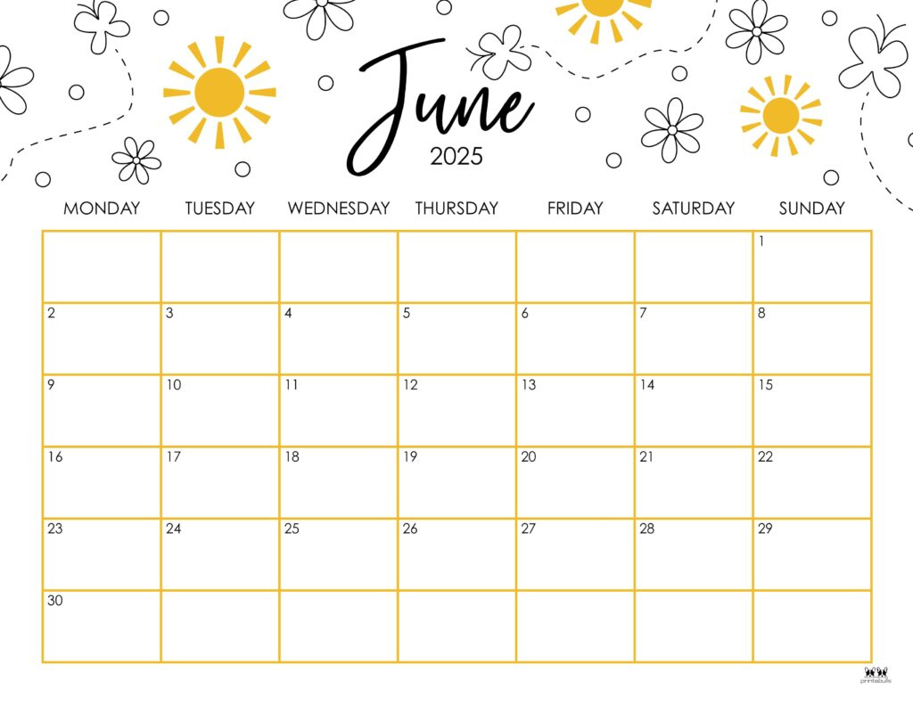 June 2025 Calendars - 107 Free Printables | Printabulls | Free Printable Calendar June 2025