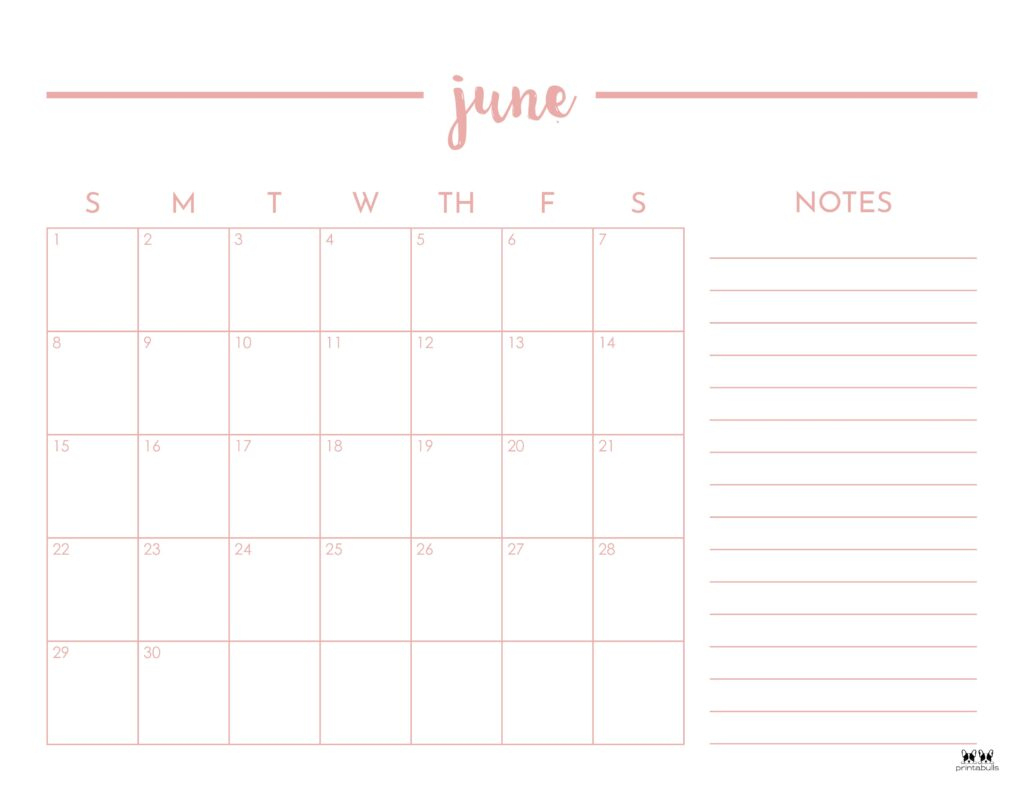 June 2025 Calendars - 107 Free Printables | Printabulls | June 2025 Calendar With Lines Printable