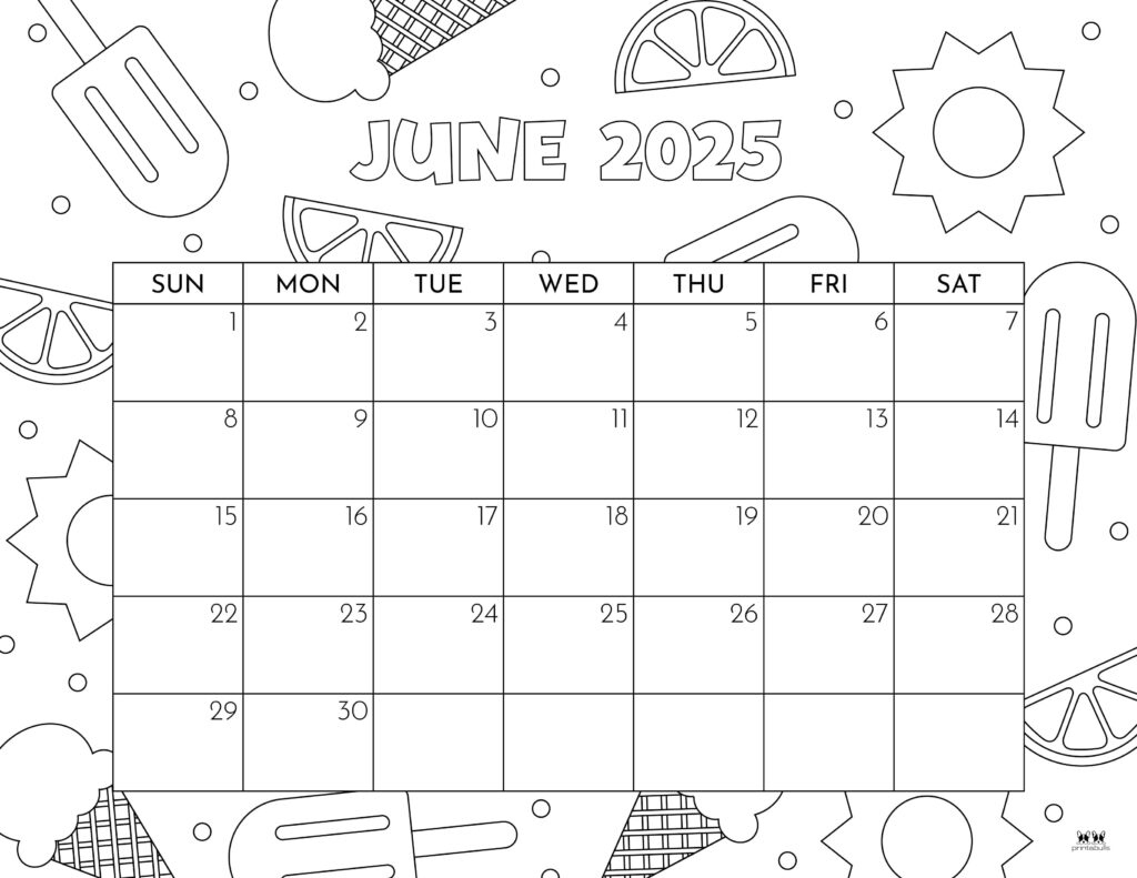 June 2025 Calendars - 107 Free Printables | Printabulls | June Calendar 2025 Printable
