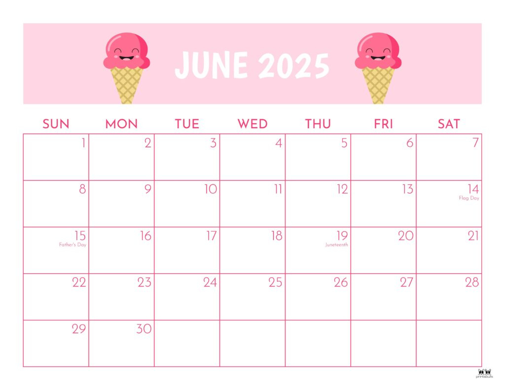 June 2025 Calendars - 107 Free Printables | Printabulls | June Calendar 2025 Printable Cute