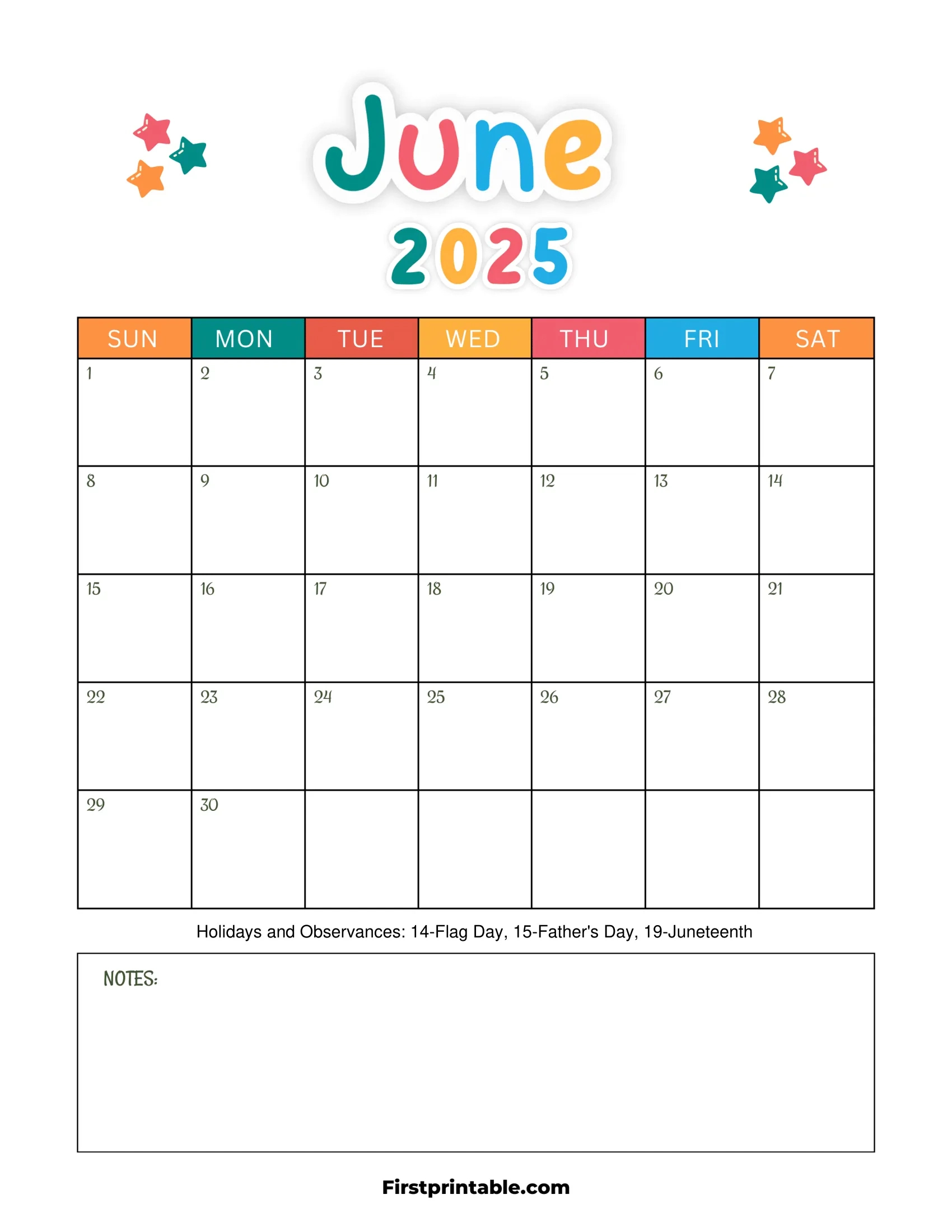 June 2025 Calendars - Free Printable &amp;amp; Fillable | June 2025 Calendar with Lines Printable