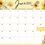 June 2025 Digital Calendar   Yellow Sunflowers Planner Editable | Sunflower June 2025 Calendar