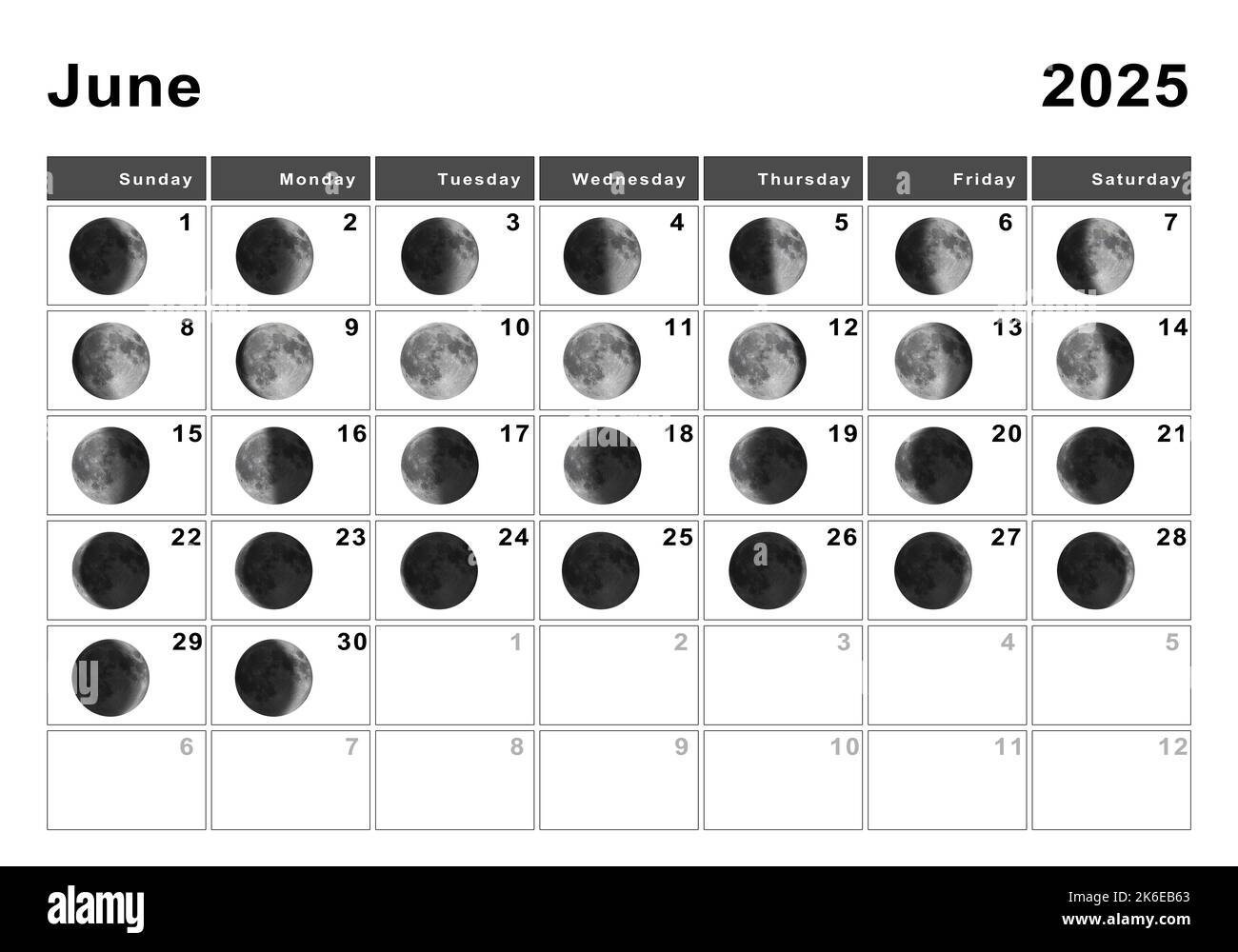 June 2025 Lunar Calendar, Moon Cycles, Moon Phases Stock Photo - Alamy | Moon Phase Calendar June 2025