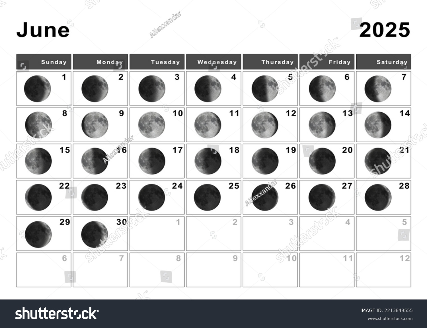 June 2025 Lunar Calendar Moon Cycles Stock Illustration 2213849555 | Calendar 2025