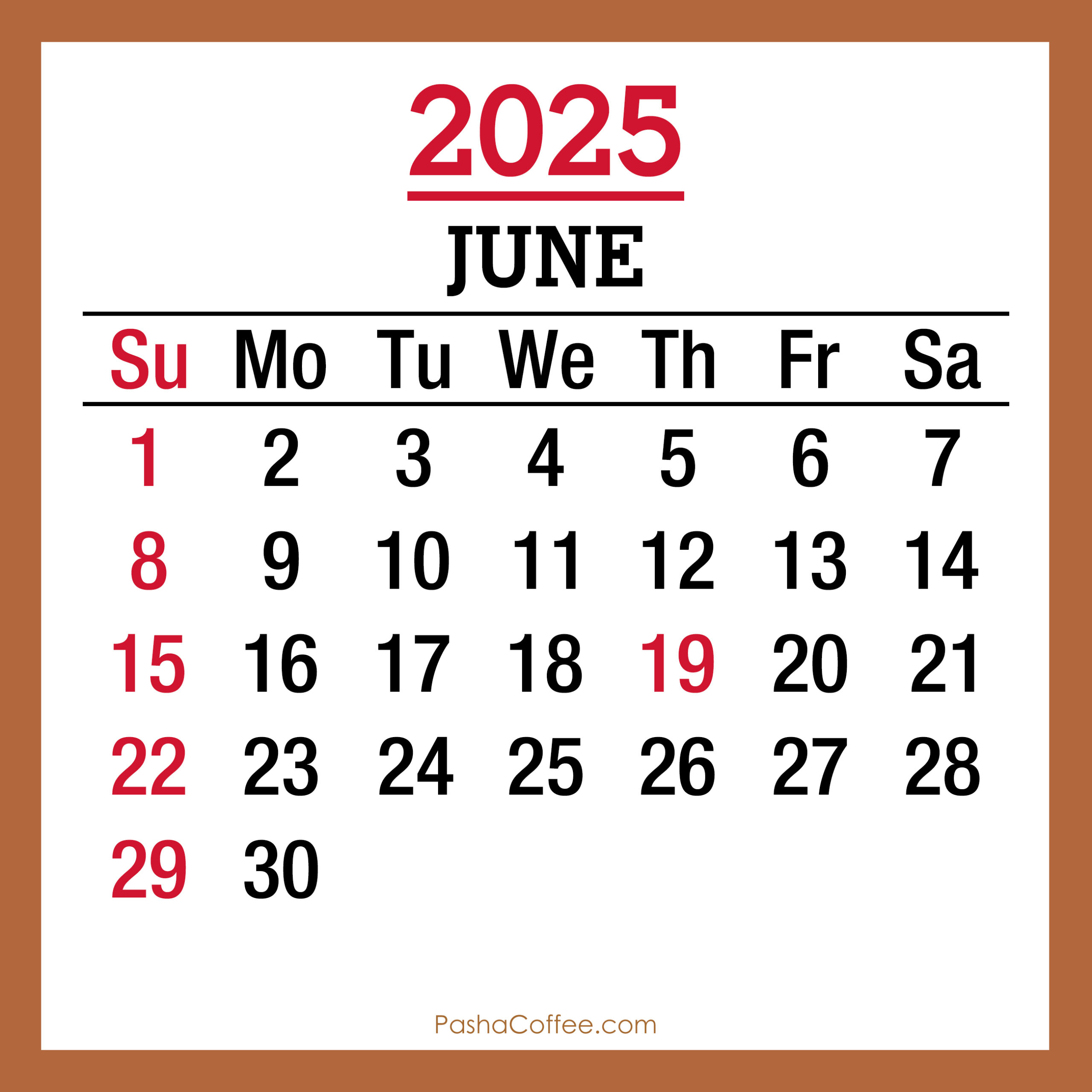 June 2025 Monthly Calendar With Holidays, Printable Free, Beige | Calendar 2025