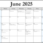 June 2025 With Holidays Calendar | June 2025 Calendar Events