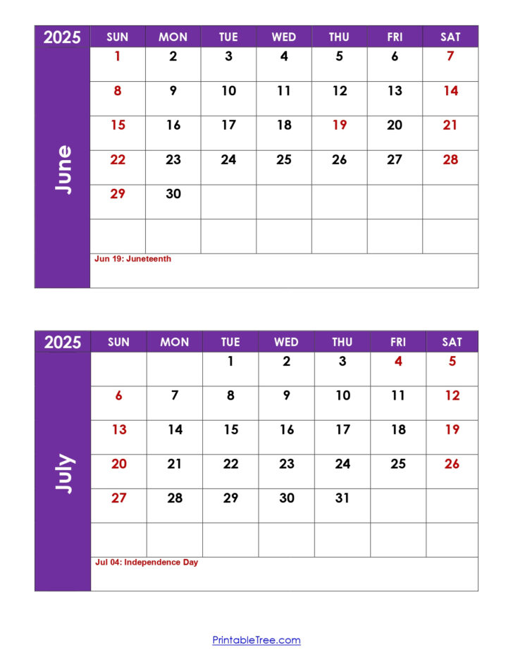 Calendar For The Month Of June and July 2025 | Calendar 2025