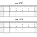 June And July 2025 Calendar | Wikidates | June And July 2025 Editable Calendar