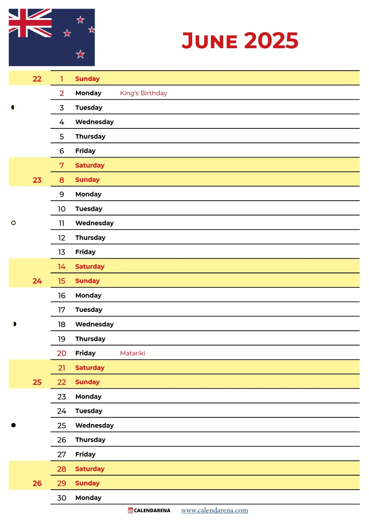 June Calendar 2025 Nz With Holidays | Calendar 2025