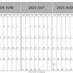 June To August Calendar 2025 Templates   Three Months |  Calendar 2025