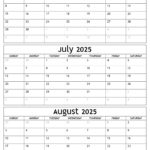 June To August Calendar 2025 Templates   Three Months | June Through August 2025 Calendar