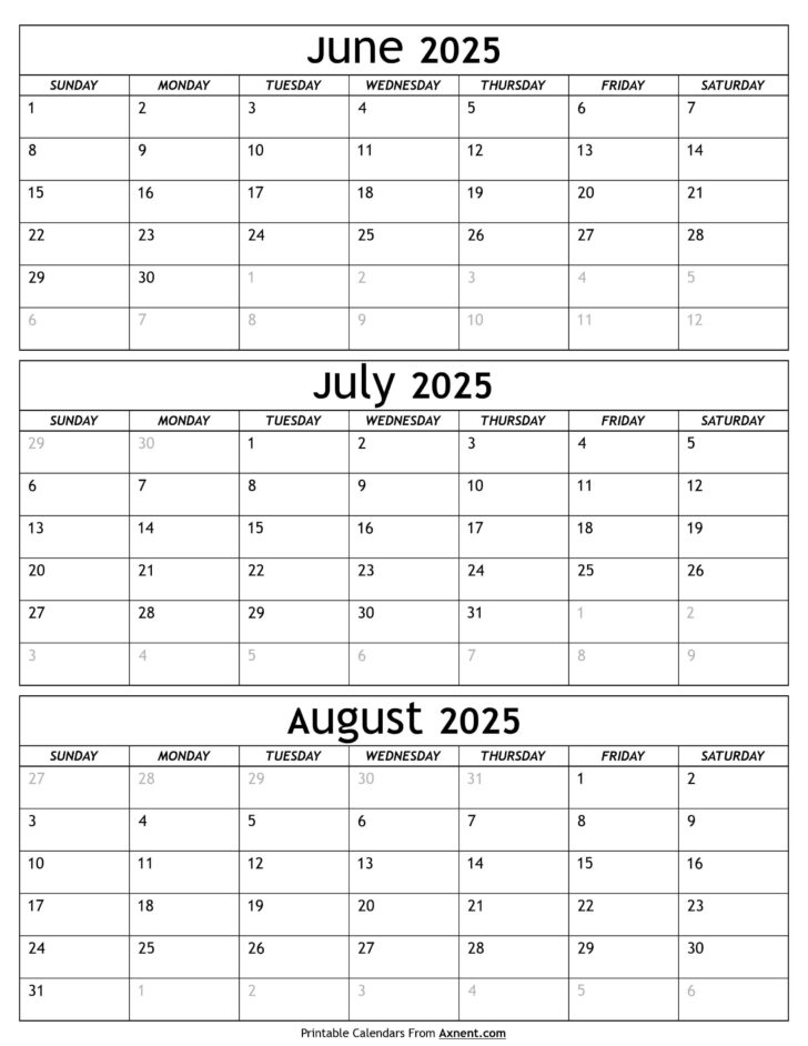 June Through August 2025 Calendar | Calendar 2025