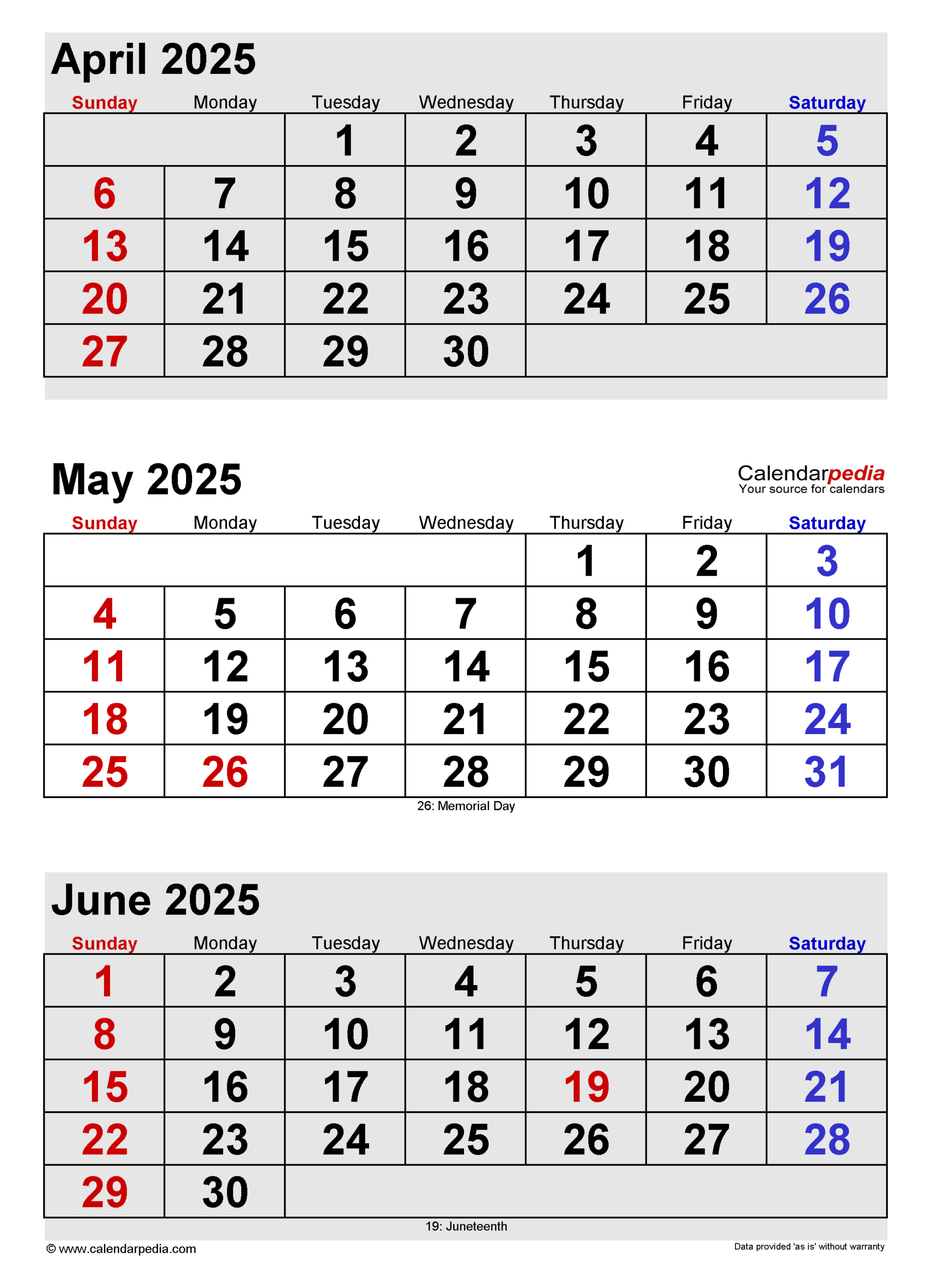 May 2025 Calendar | Templates For Pdf, Excel And Word | 2025 Calendar April May June