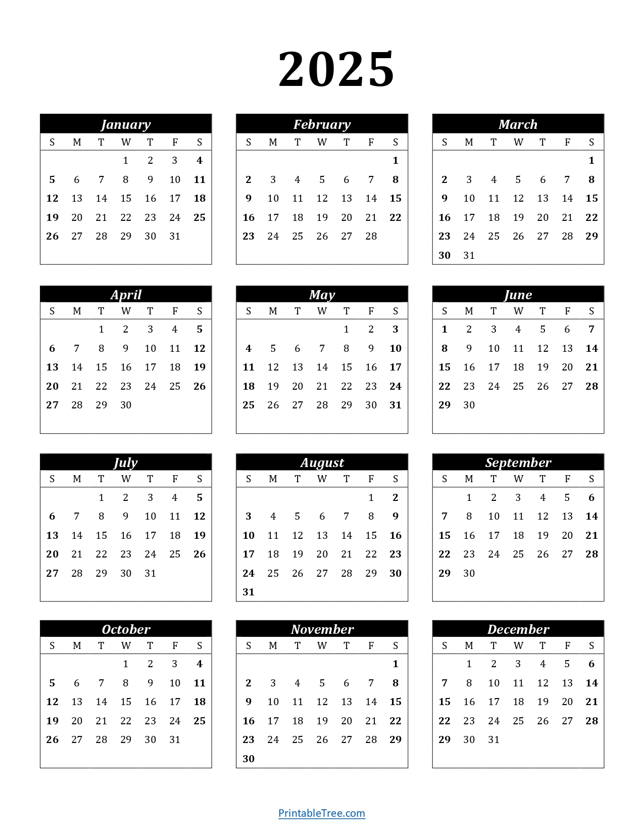 Printable Calendar 2025 One Page With Holidays (Single Page) 2025 | Calendar 2025