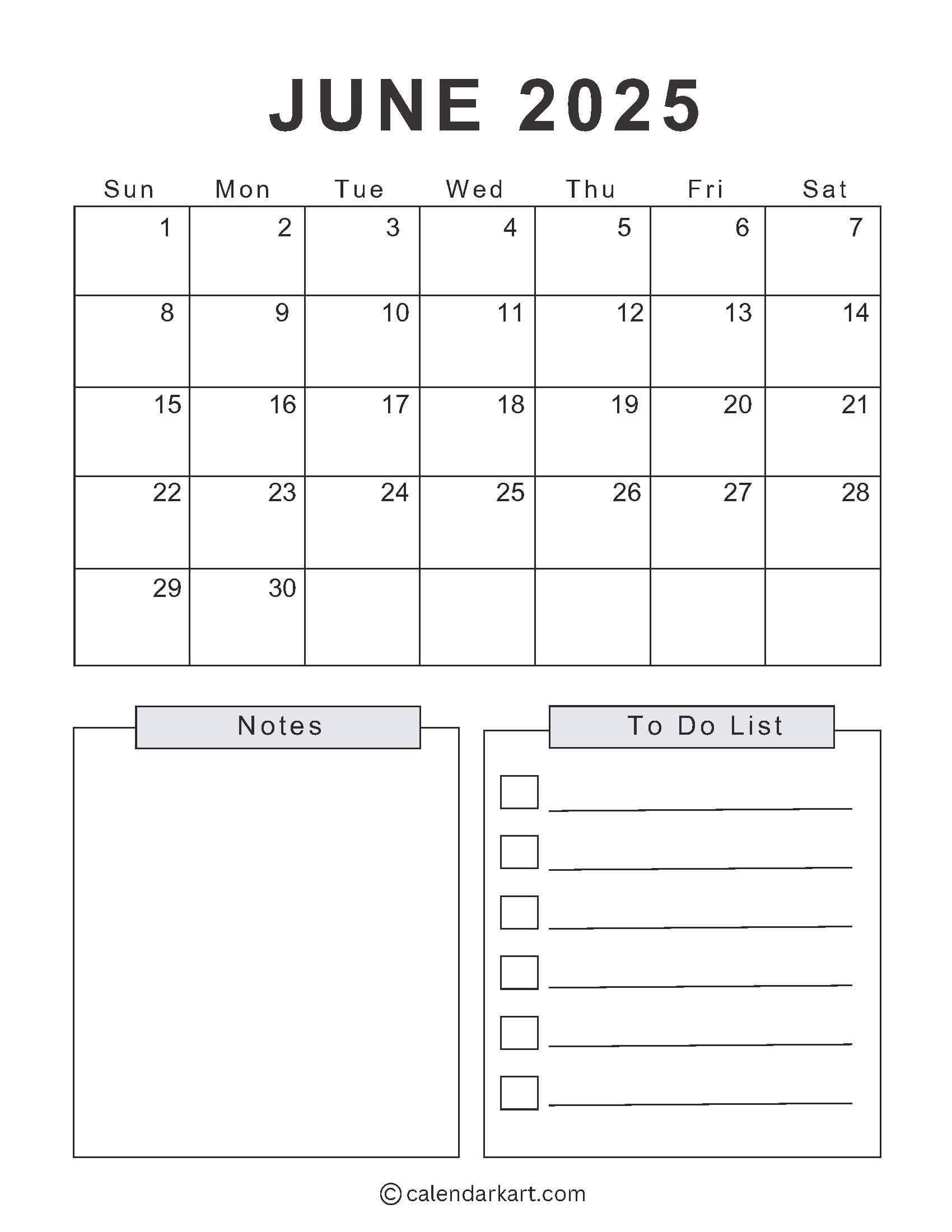 Printable Cute June 2025 Calendar Templates | Calendarkart | June 2025 Weather Calendar