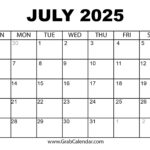 Printable July 2025 Calendar |  Calendar 2025