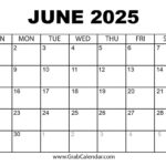 Printable June 2025 Calendar |  Calendar 2025