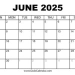 Printable June 2025 Calendar | September 2024 June 2025 Calendar Printable