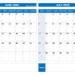 Printable June And July 2025 Calendar   Free Pdf & Jpg Downloads | Printable Calendar June July 2025