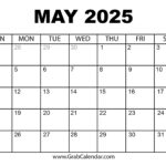 Printable May 2025 Calendar |  Calendar 2025