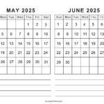 Printable May June 2025 Calendar Templates | Calendarkart |  Calendar 2025