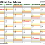Split Year Calendars 2024/2025 (July To June)   Pdf Templates |  Calendar 2025