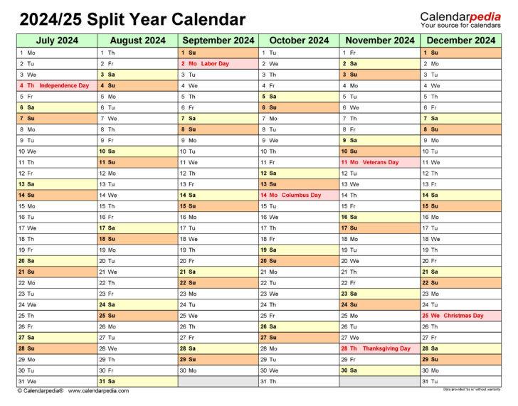 Calendar September 2024 to June 2025 | Calendar 2025