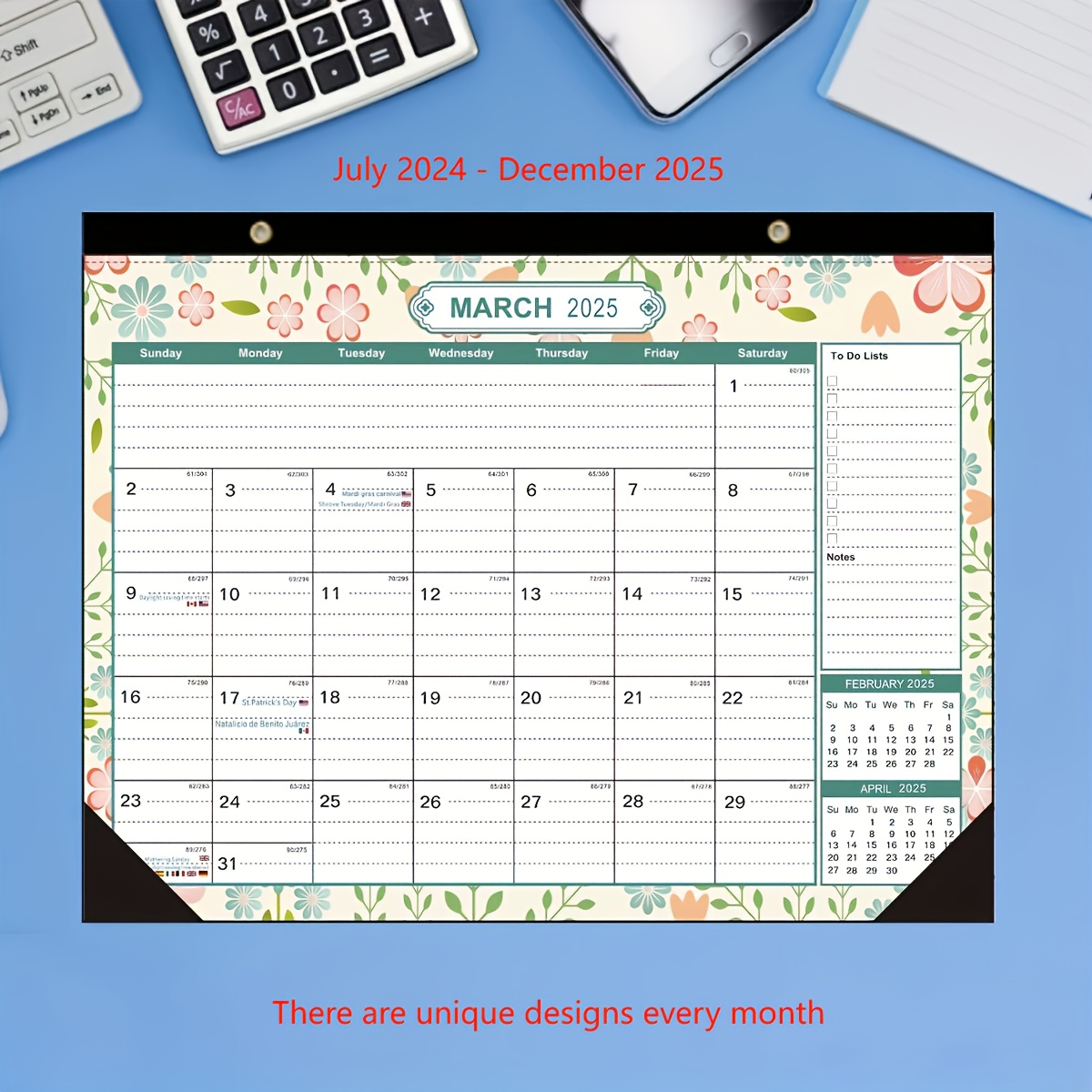 2025 Desk Calendar With Pvc Protective Cover - Waterproof &amp;amp; Scratch-Resistant, Unique Monthly Designs For July 2024 To * 2025, Office And Home | Calendar 2025