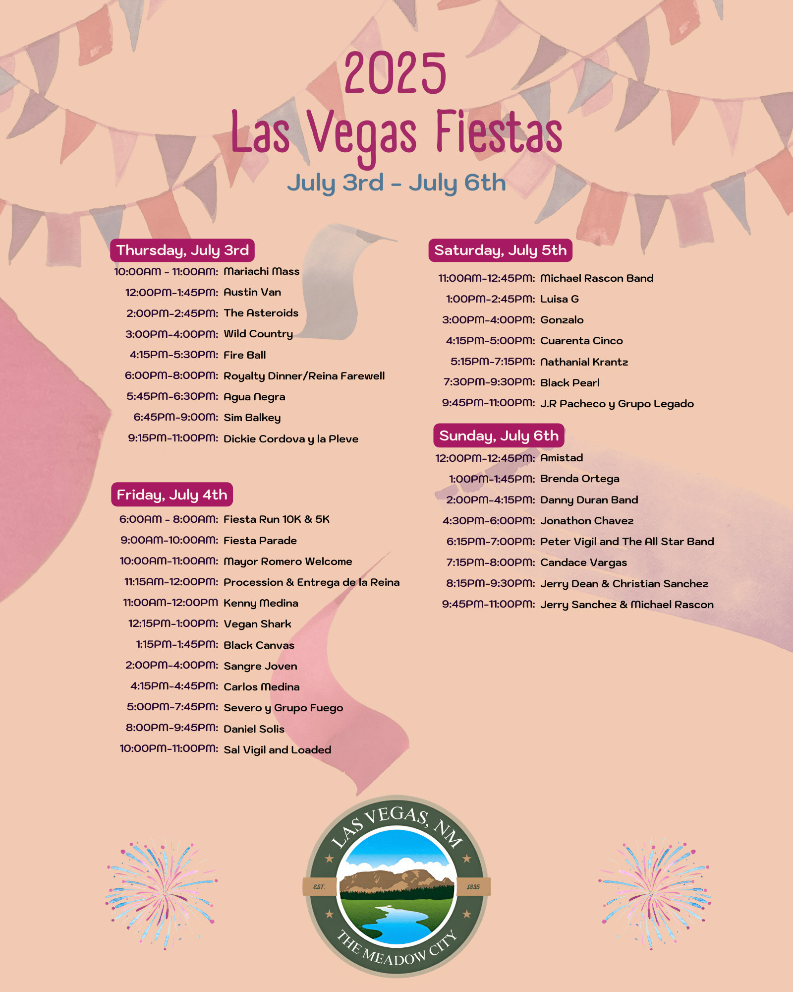 2025 Fiestas De Las Vegas Schedule - Visit Las Vegas, New Mexico | Las Vegas Calendar of Events July 2025
