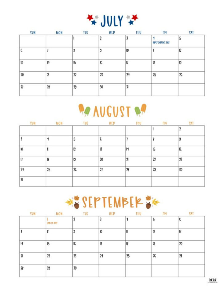 July Aug Sept 2025 Calendar Printable | Calendar 2025