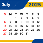 Calendar 2025 July Month Vector Template Download On Pngtree | July Month Calendar 2025