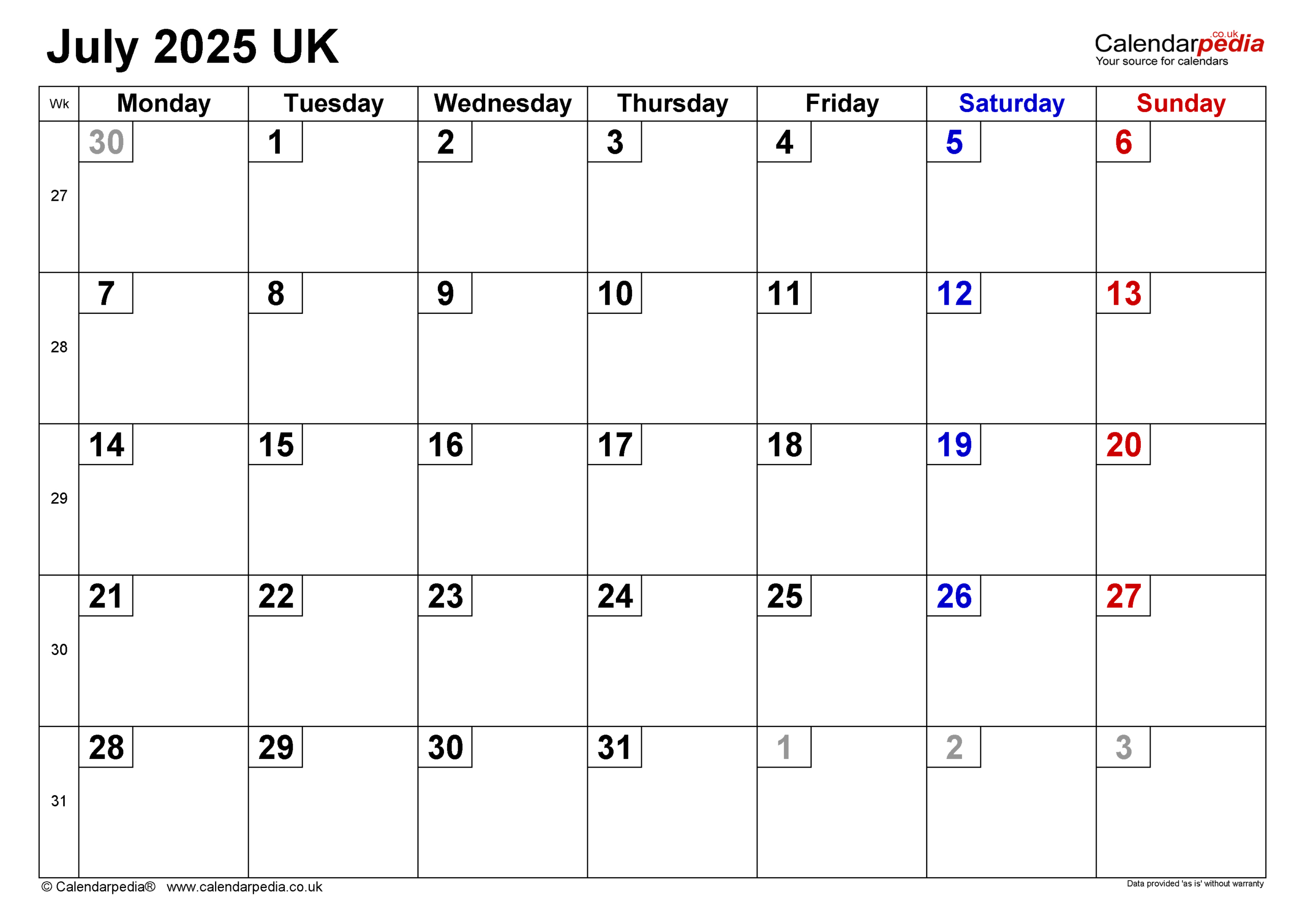 Calendar July 2025 Uk With Pdf, Excel And Word Templates | Calendar 2025