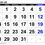 Calendar July 2025 Uk With Pdf, Excel And Word Templates | July 2025 Calendar Excel