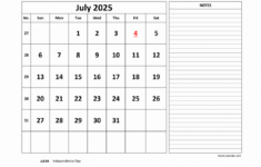 Free Download Printable July 2025 Calendar, Large Space For |  Calendar 2025