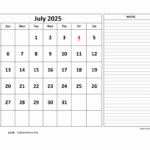 Free Download Printable July 2025 Calendar, Large Space For | July 2025 Calendar With Notes