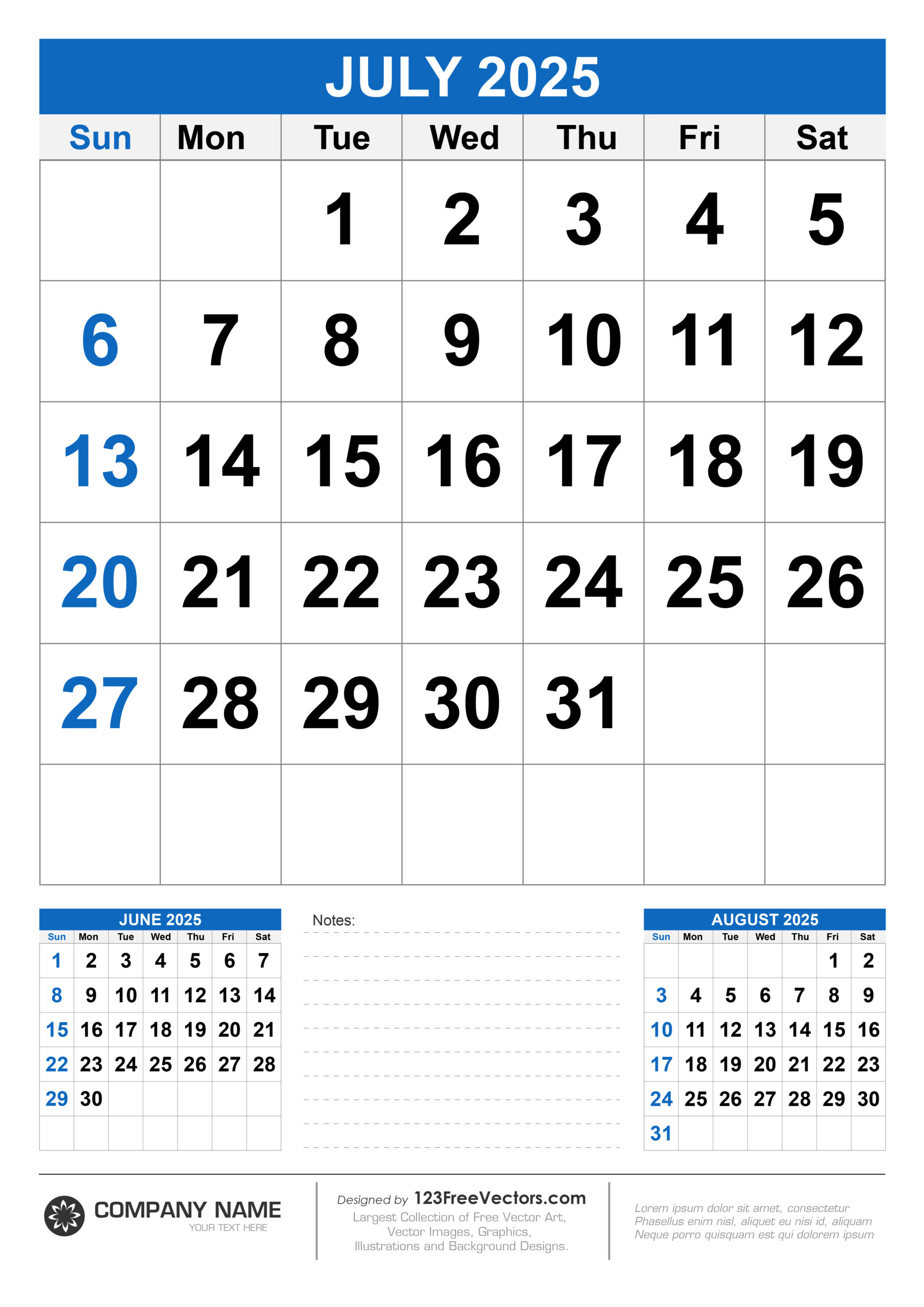 Free Download Wall Calendar July 2025 | Calendar 2025