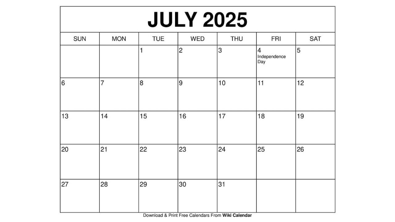 Free Printable July 2025 Calendar Templates With Holidays - Wiki Calendar | Calendar 2025