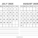 Free Printable July August 2025 Calendar | Calendarkart |  Calendar 2025