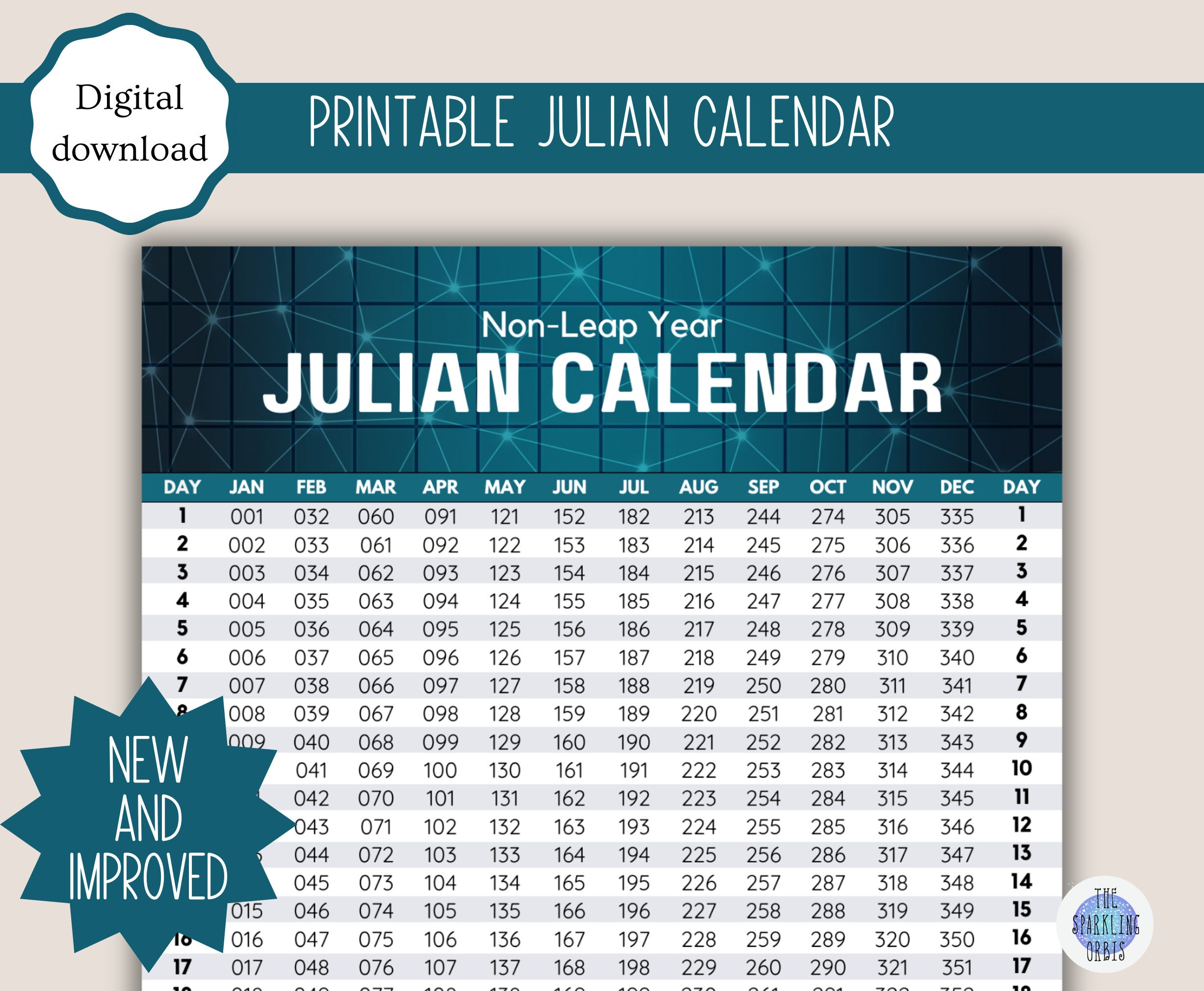 Julian Calendar | Military | Government | Digital Download | Calendar 2025