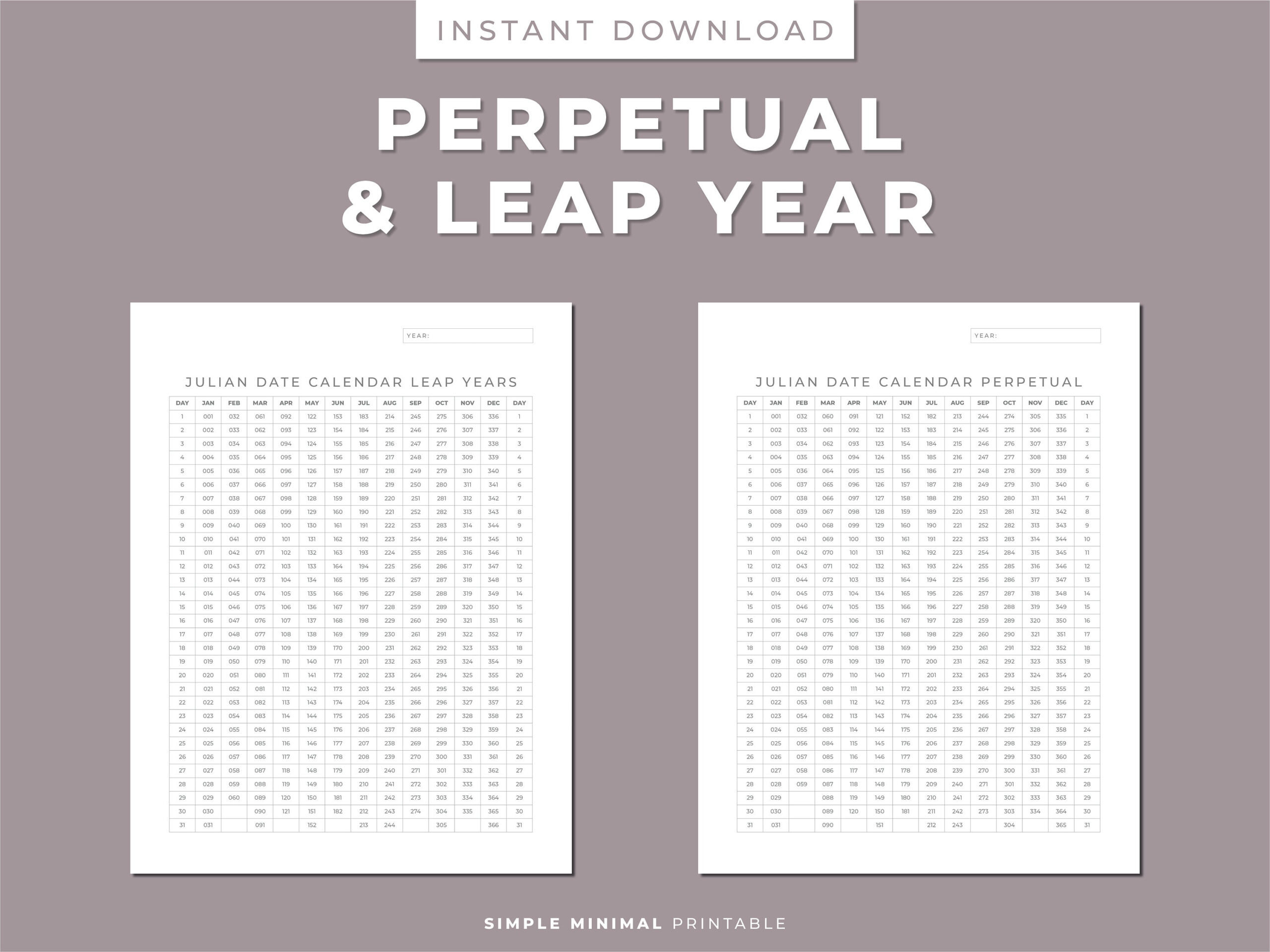 Julian Date Calendar, Project Management, Perpetual/Leap Yr | Calendar 2025