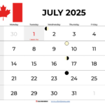 July 2025 Calendar Canada | July Calendar 2025 Canada