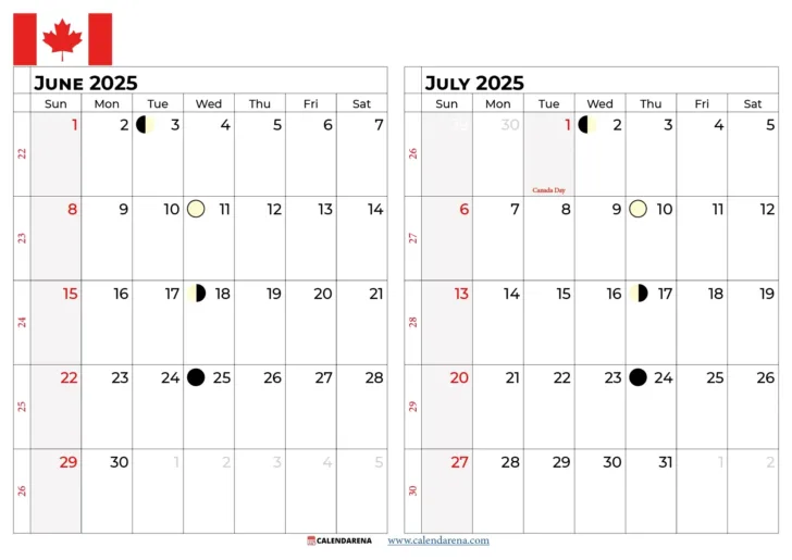 July Calendar 2025 Canada | Calendar 2025