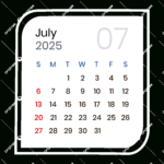 July 2025 Calendar Elegant Vector, July 2025, July 2025 Calendar | July Calendar 2025 Png