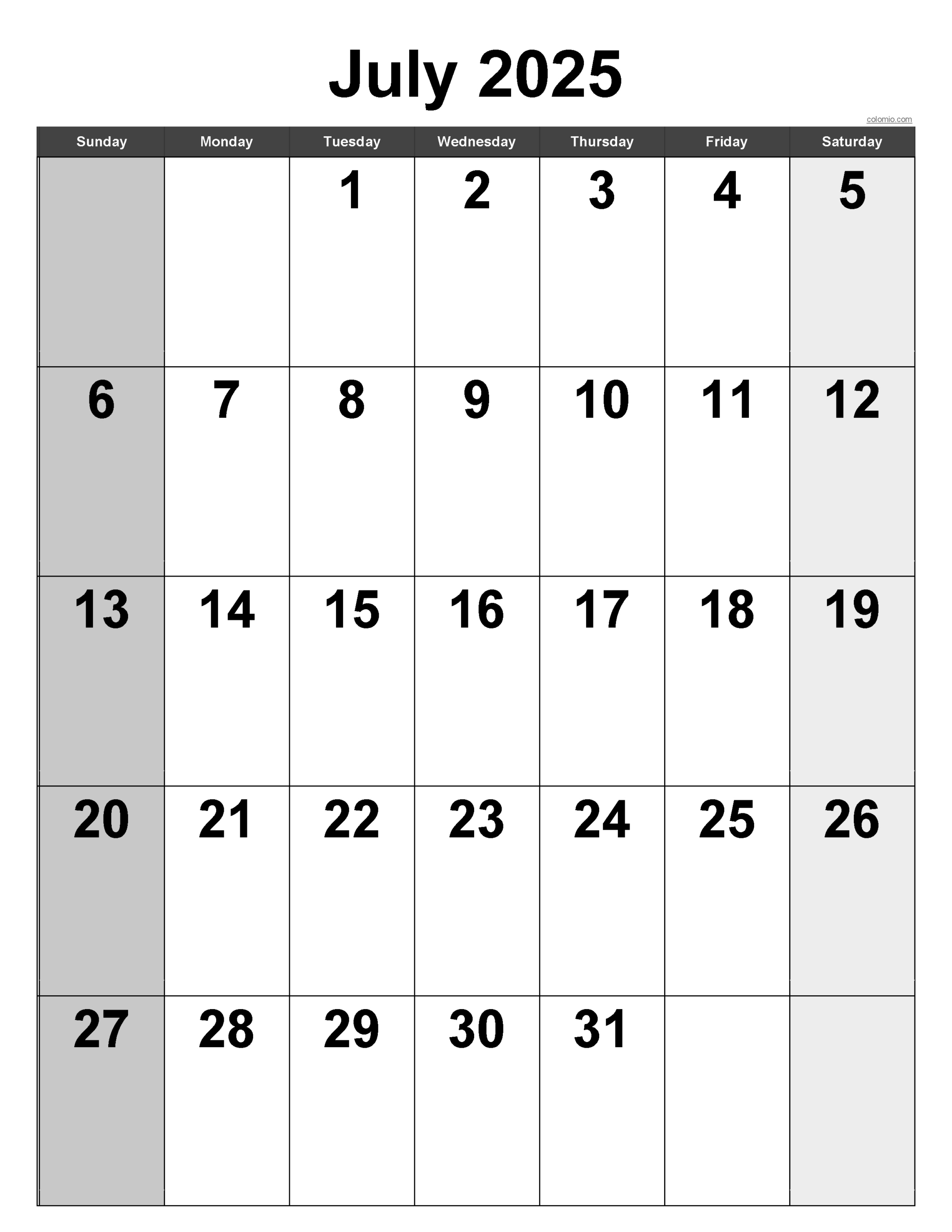 July 2025 Calendar | Free Printable Pdf, Xls And Png | Calendar 2025