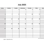 July 2025 Calendar Free Printable With Grid Lines Designed |  Calendar 2025
