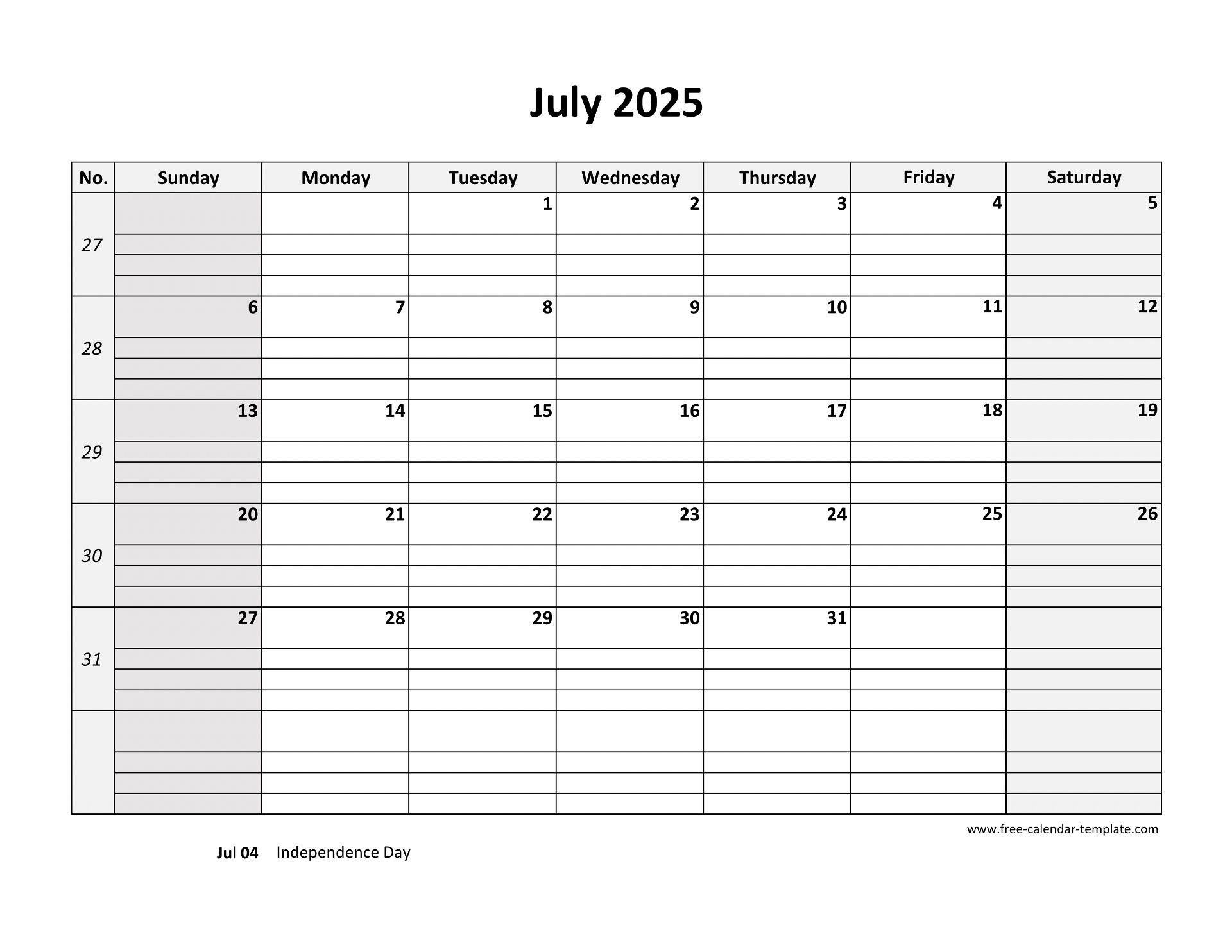 July 2025 Calendar Free Printable With Grid Lines Designed | Calendar 2025