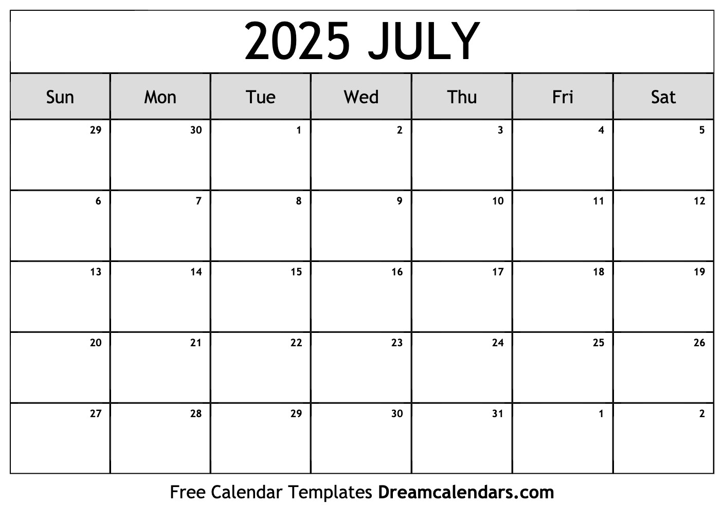 July 2025 Calendar - Free Printable With Holidays And Observances | July 1 2025 Calendar